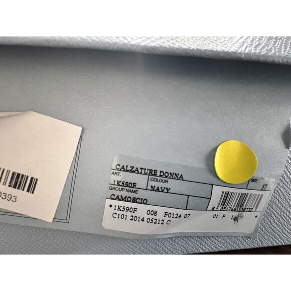 PRADA NAVY BLUE SUEDE MULE ANKLE CLOSURE HIGH HEEL SHOES 37 7 - Picture 11 of 11